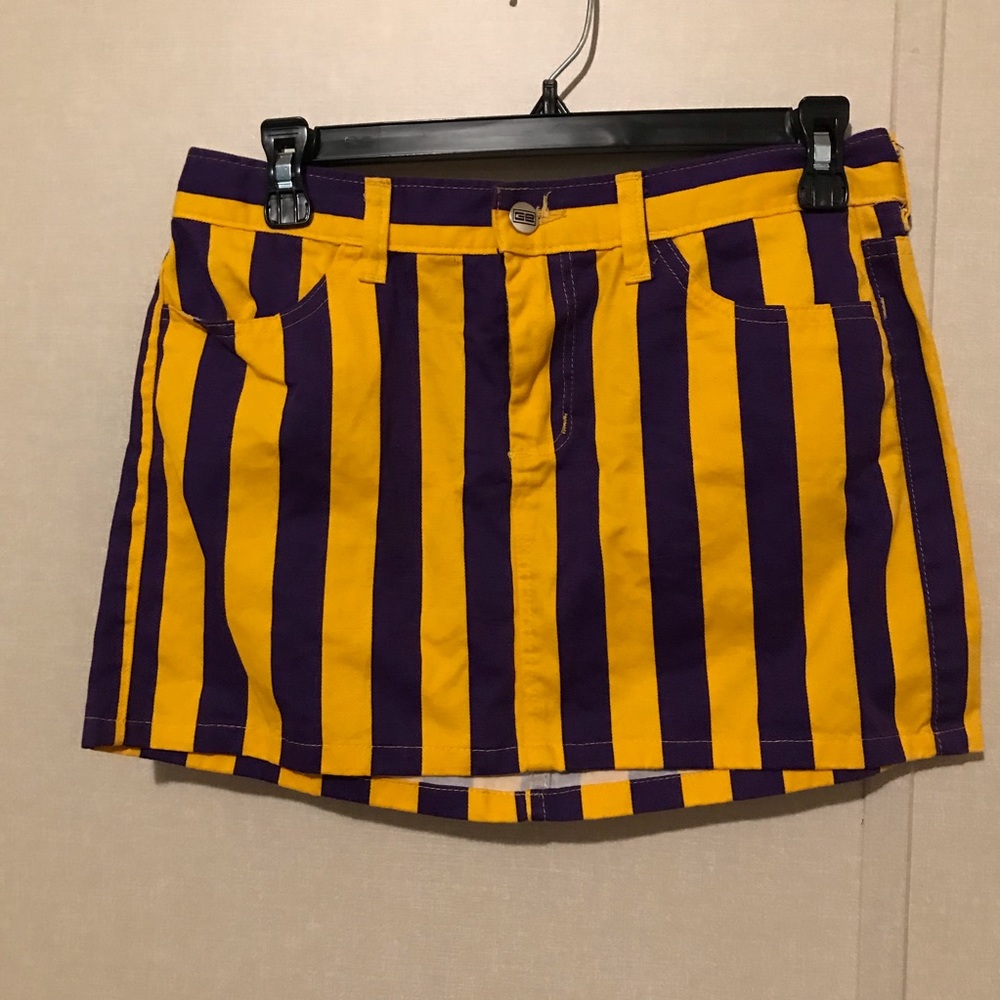 Stripped Jean Skirt